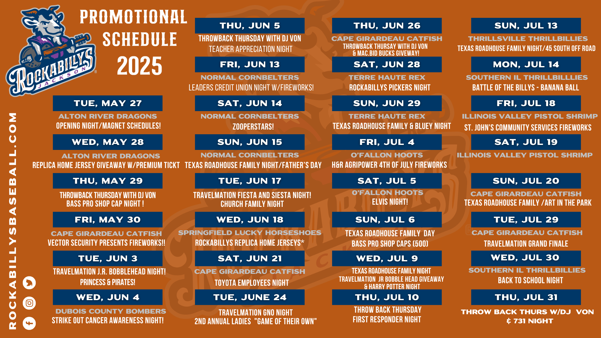 Rockabillys Announce Exciting Event Lineup for 2025 Season